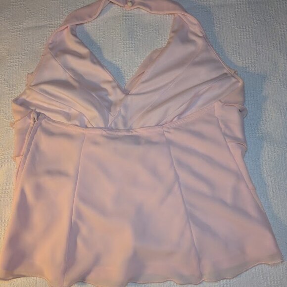 Ruffled Pink Chiffon Halter Top - Picture 3 of 8